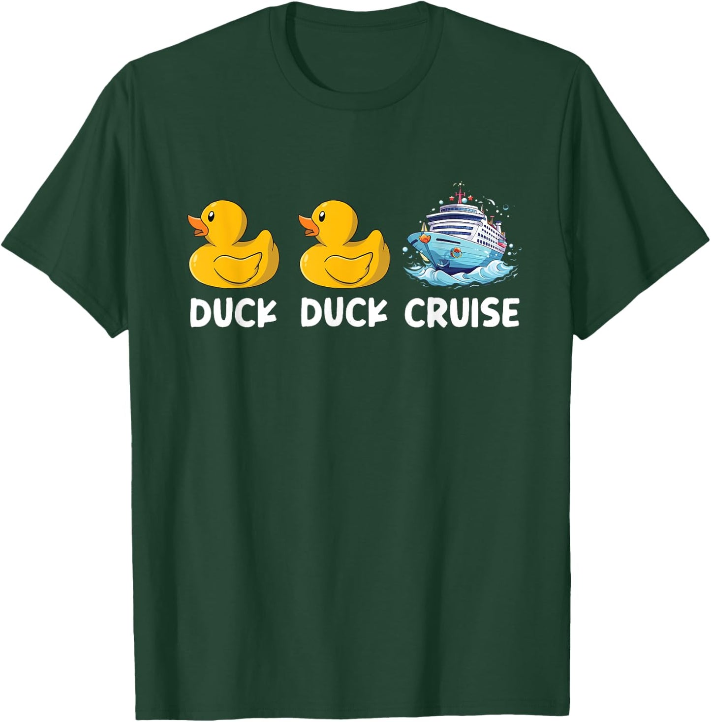 Duck Duck Cruise Family Matching Black Cotton Blend Classic Fit , -Adults & Kids, Short Sleeve, Pull On, 1 Count, Size Small T-Shirt - T-Shirt | Forest
