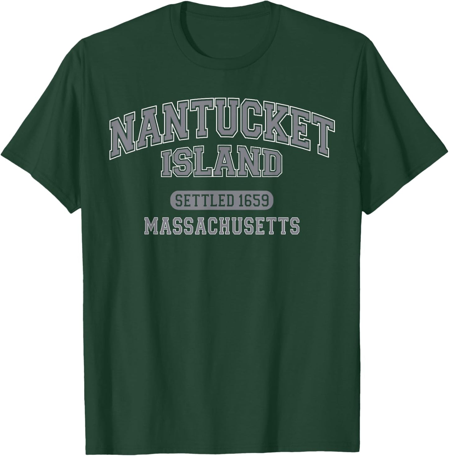 Nantucket Island Massachusetts Vintage Sports Grey T-Shirt - T-Shirt | Forest