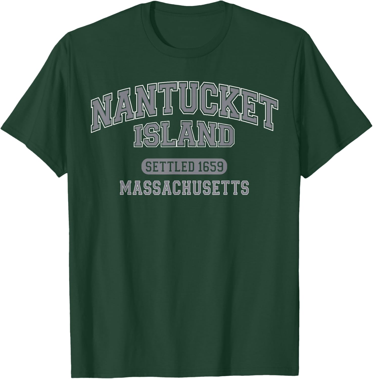 Nantucket Island Massachusetts Vintage Sports Grey T-Shirt - T-Shirt | Forest
