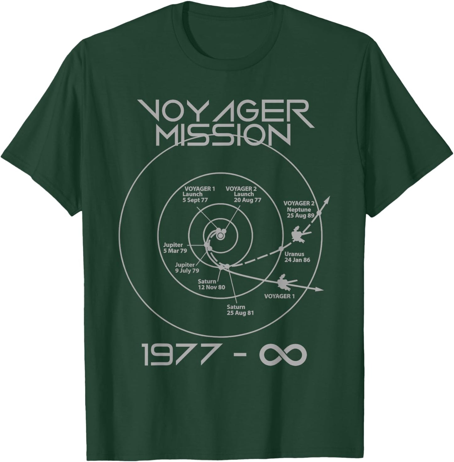 Space Voyager 1 2 Probes Outer Space Exploration Trajectory T-Shirt - T-Shirt | Forest