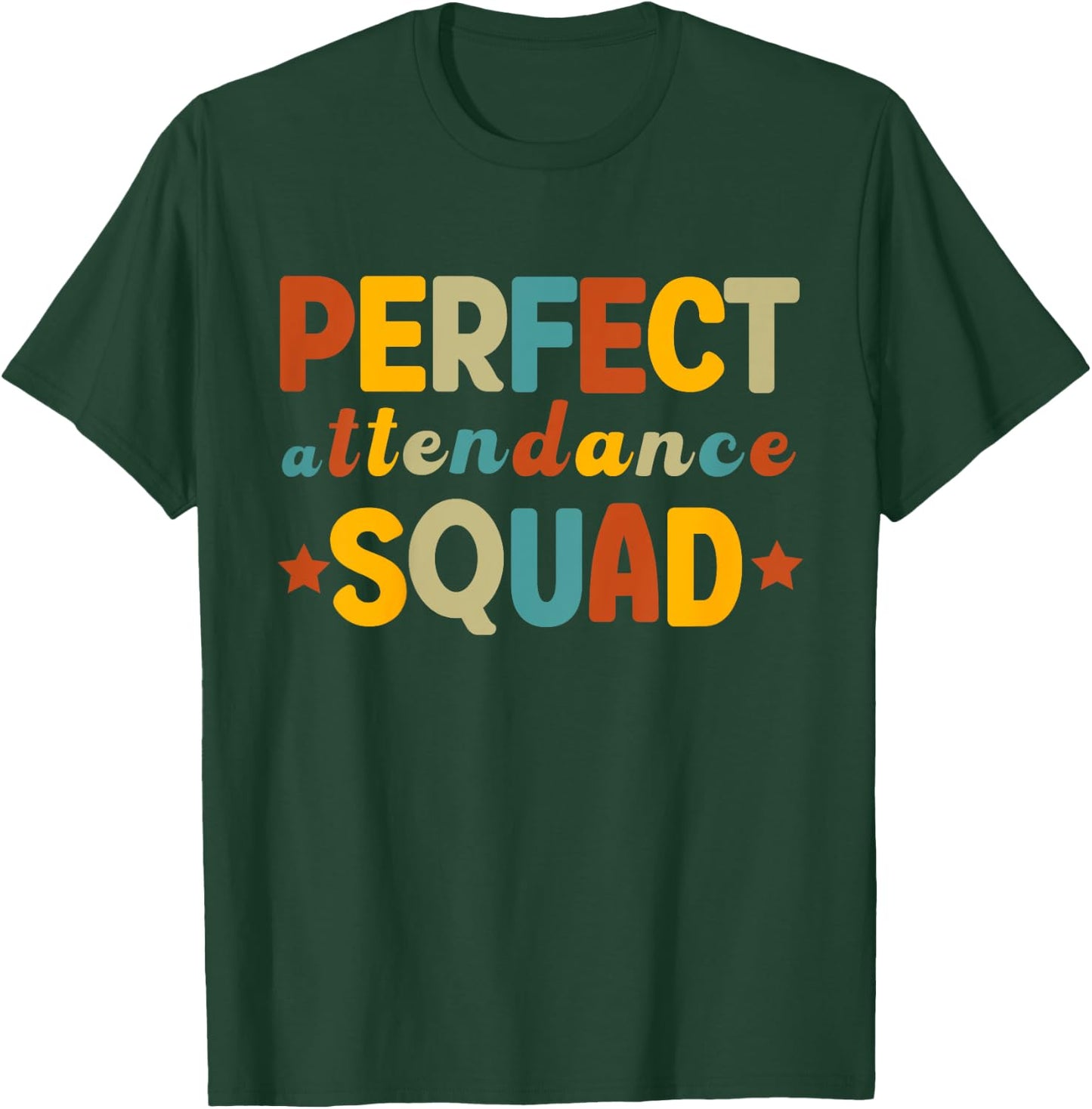 Kids Retro Perfect Attendance Squad 70s Boys Girls School Year T-Shirt - T-Shirt | Forest