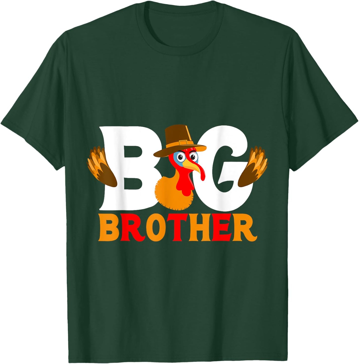 Big Brother Thanksgiving Baby Cute Turkey Kids Toddlers T-Shirt - T-Shirt | Forest