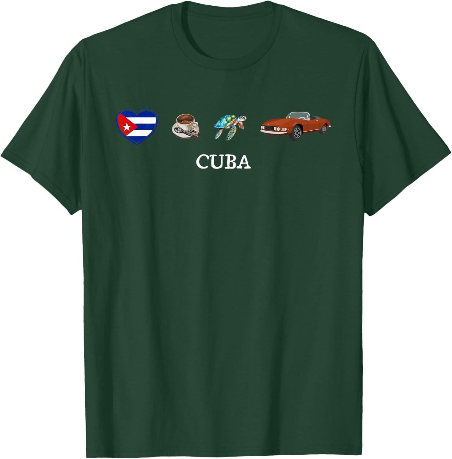 Cuba Love, Cuban Caribbean Coffee Sea Turtle Classic 50s Car T-Shirt - T-Shirt | Forest