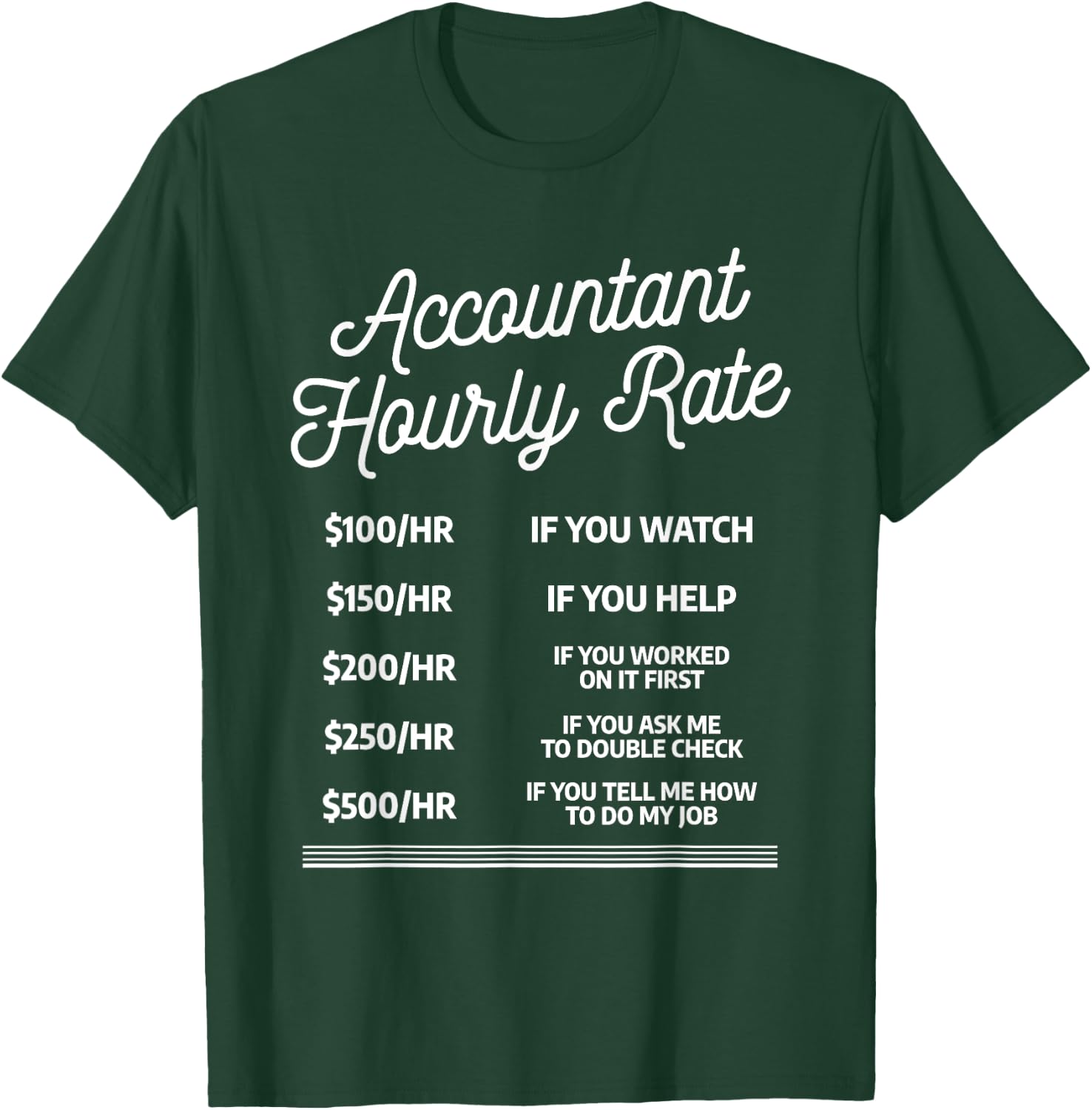 Accountant Hourly Rate CPA Certified Public Accountants T-Shirt - T-Shirt | Forest