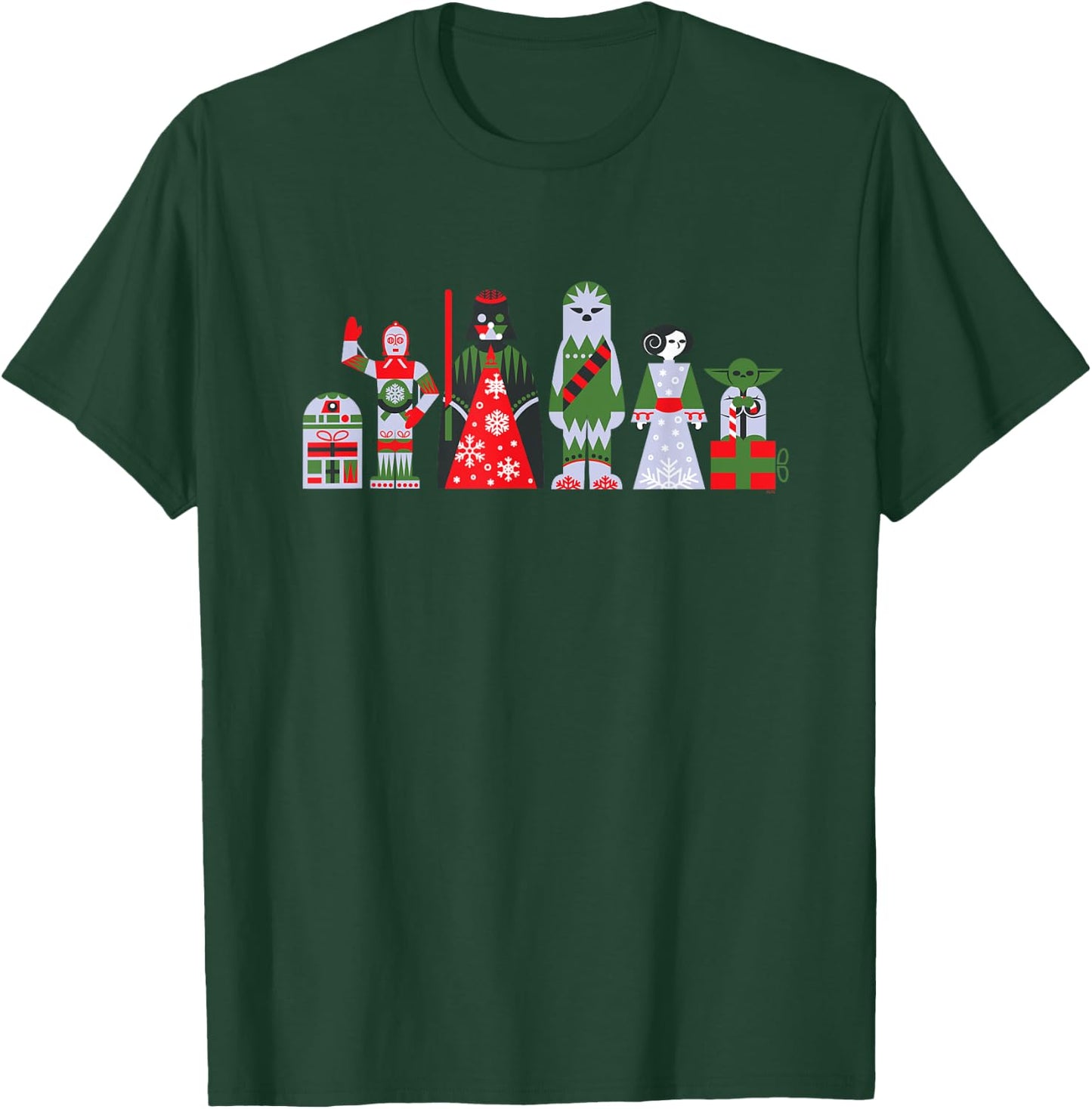 Star Wars Holiday Galactically Festive Christmas Pattern T-Shirt - T-Shirt | Forest
