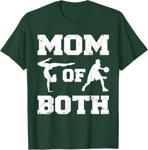 Mom Of Both Funny Basketball Gymnastics Mom T-Shirt - T-Shirt | Forest