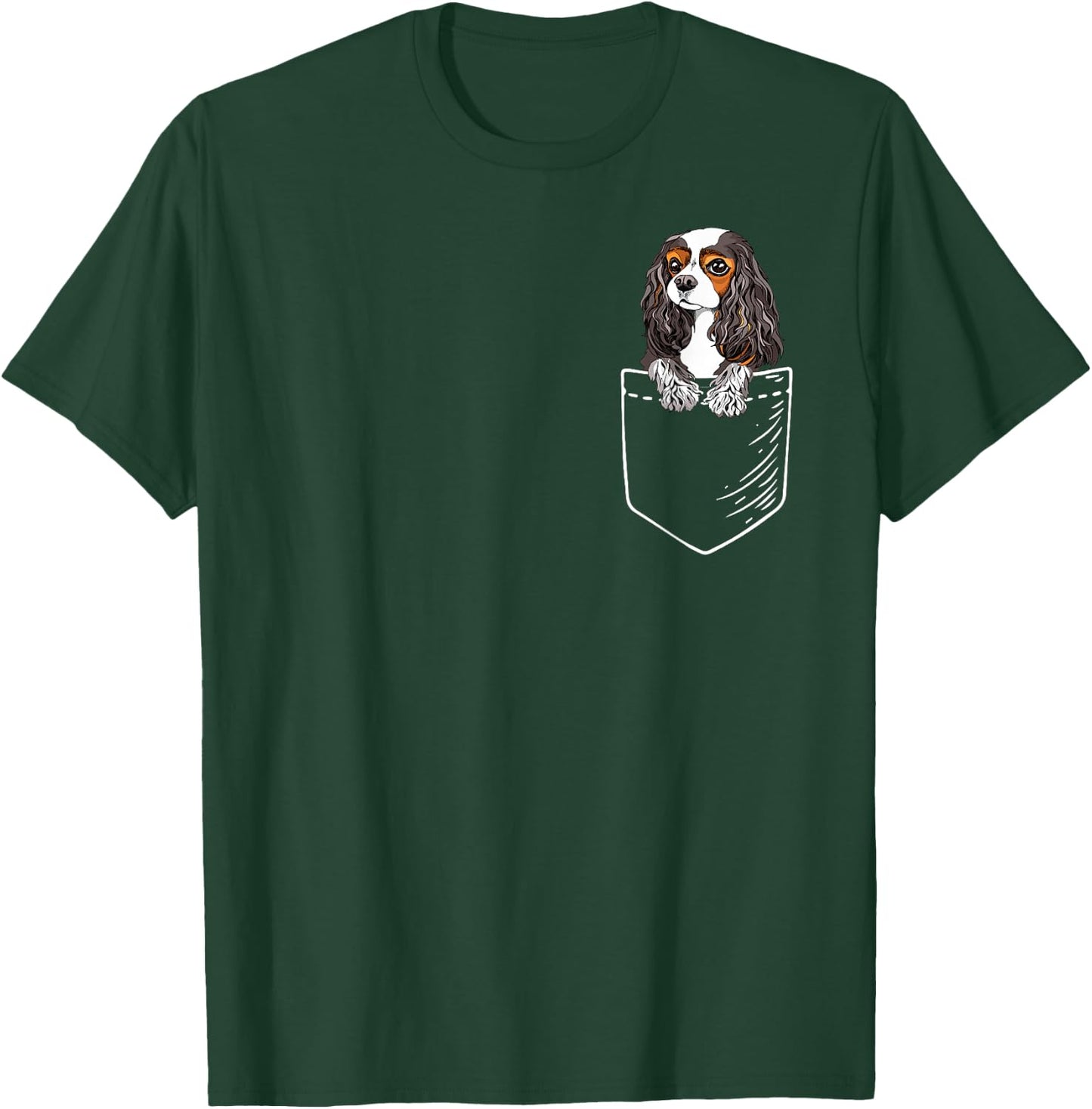 Funny Tricolor Pocket Cavalier King Charles Spaniel Lover T-Shirt - T-Shirt | Forest