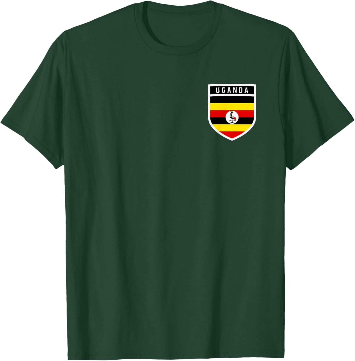 Ugandan Flag Shield Classic Pocket Badge Style T-Shirt - T-Shirt | Forest