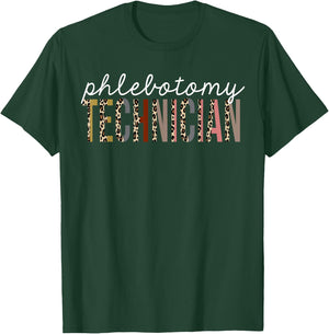 Phlebotomy Technician Leopard Print Funny Appreciation T-Shirt - T-Shirt | Forest