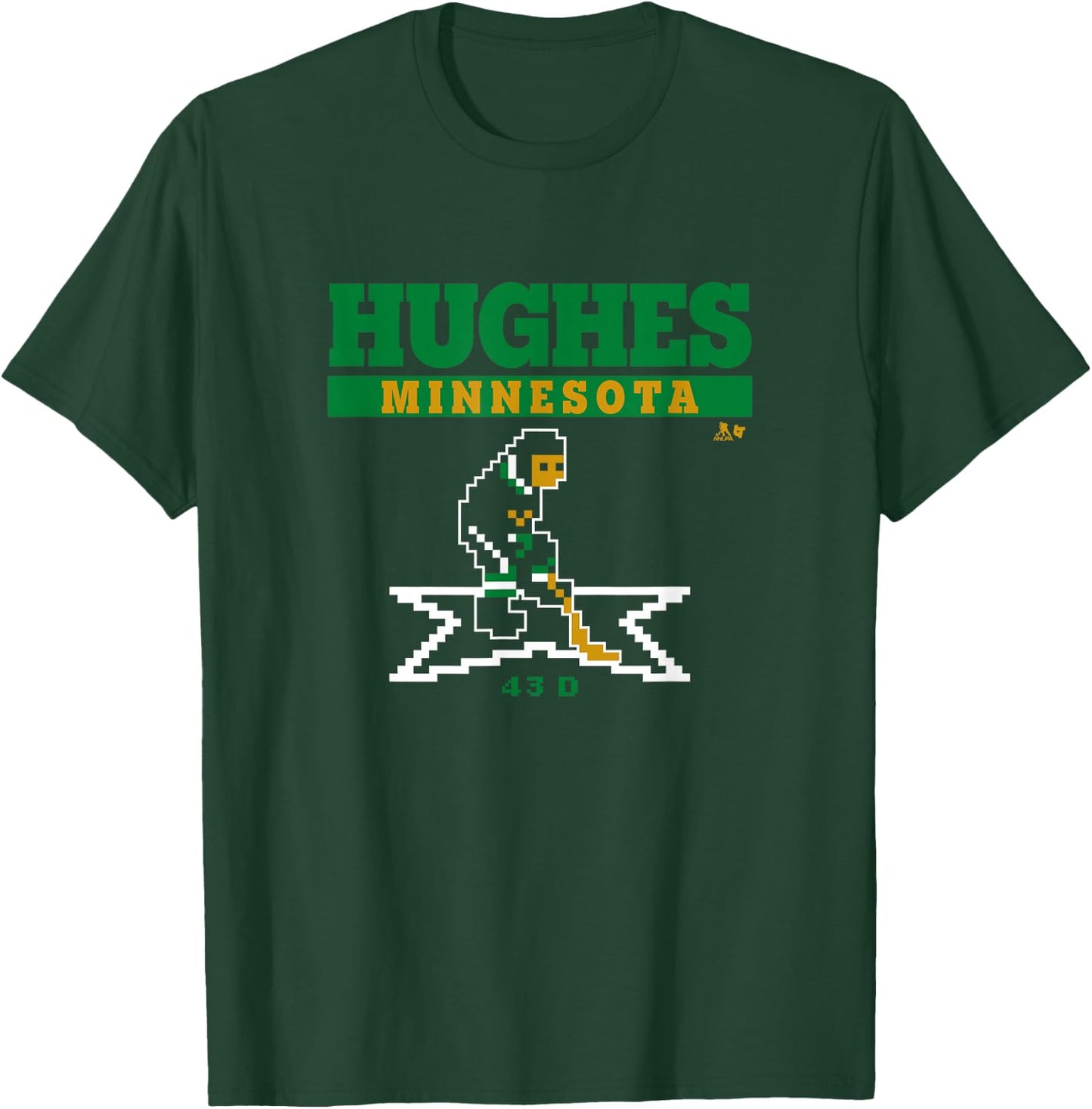 Quinn Hughes - Retro Hockey - Minnesota Hockey T-Shirt - T-Shirt | Forest