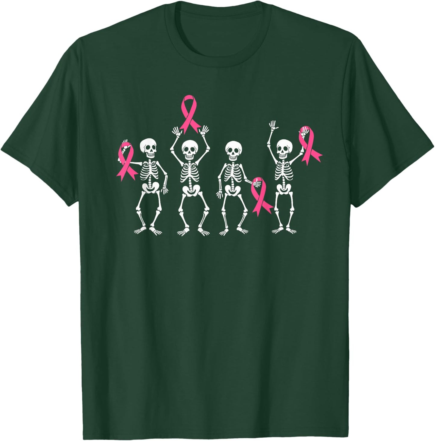 Skeletons Pink Ribbon Family Breast Cancer Awareness T-Shirt - T-Shirt | Forest
