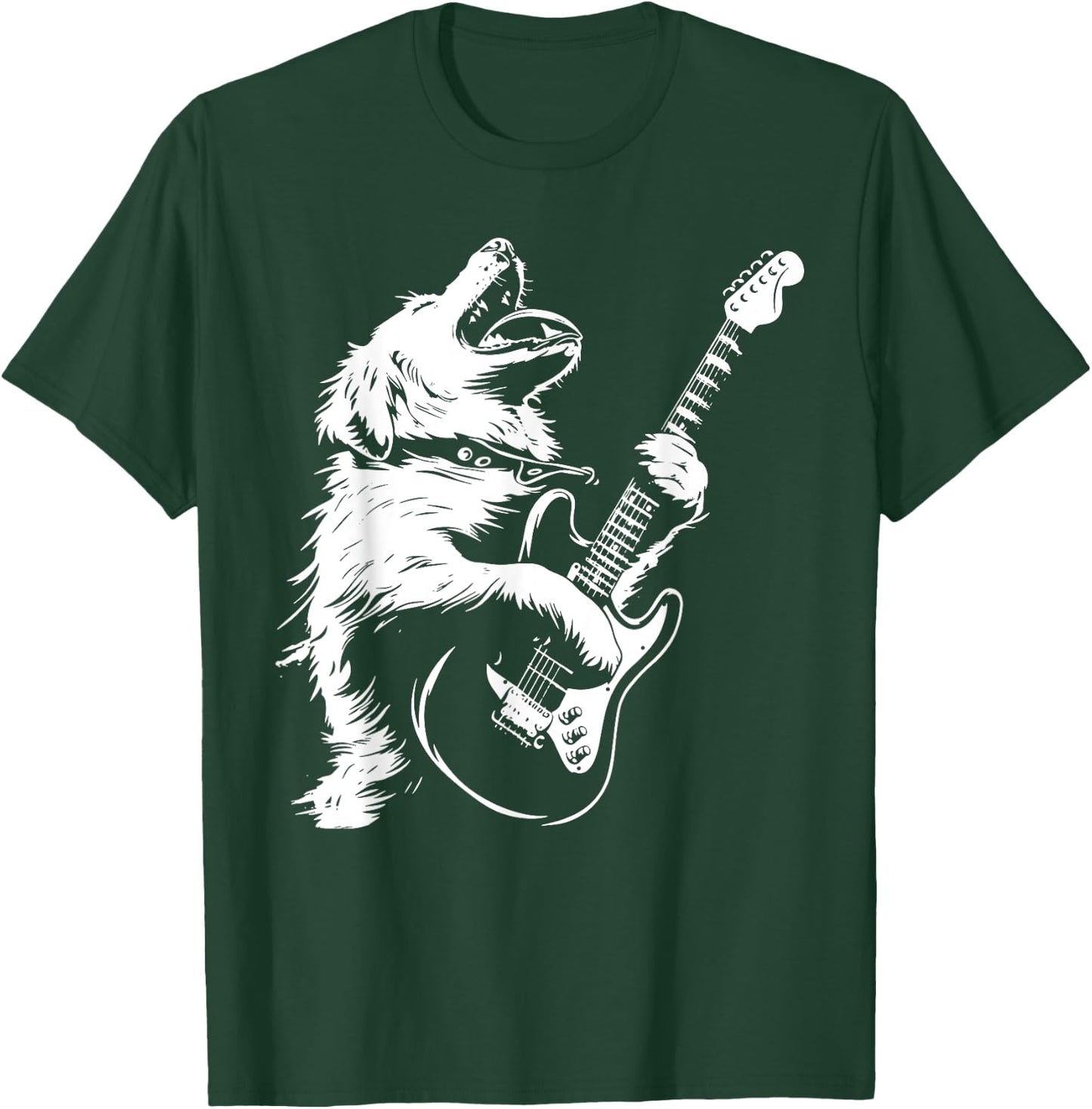 Dog Guitarist Guitar - Great Pyrenees Dad Mom Men Women T-Shirt - T-Shirt | Forest