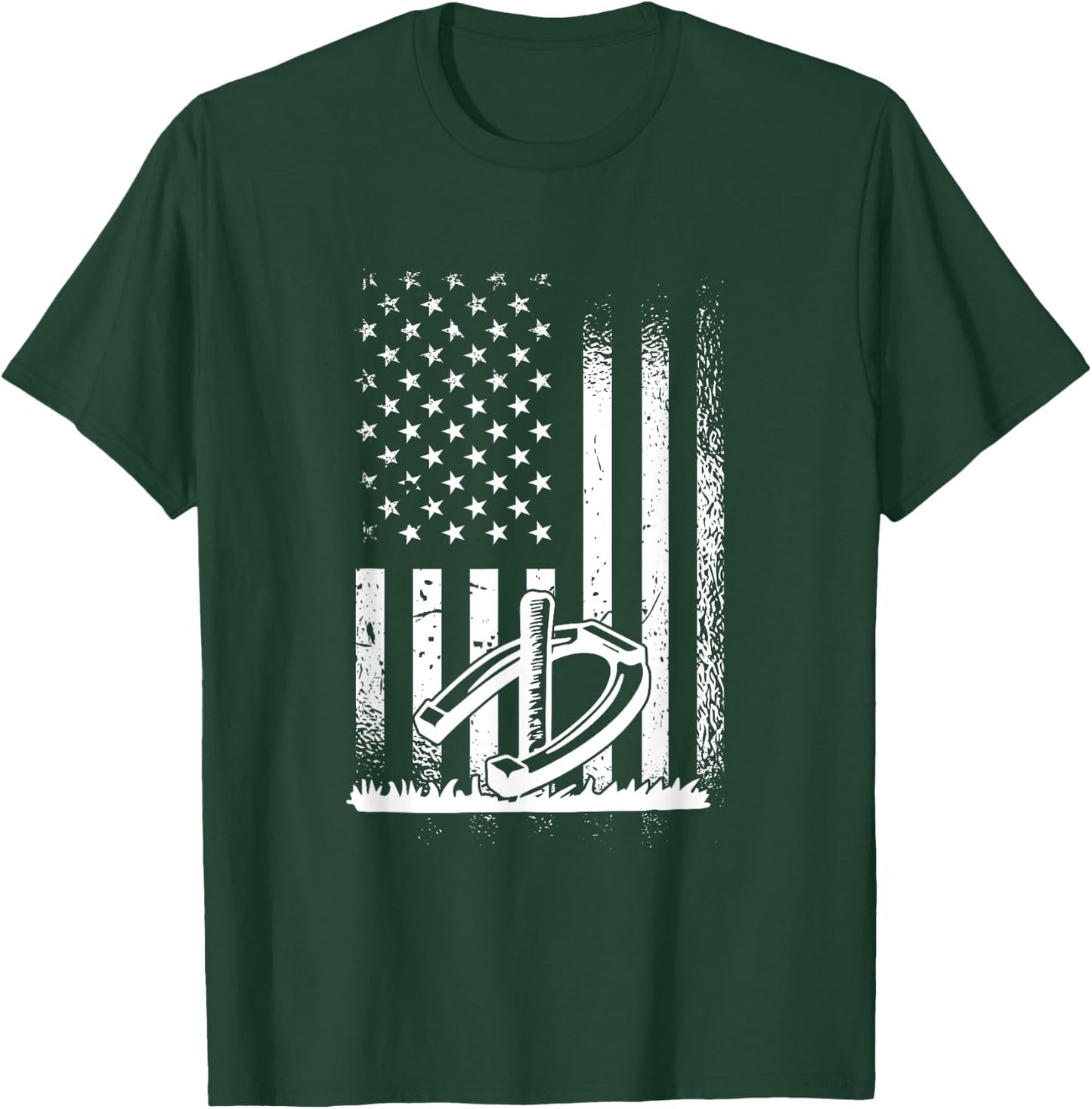 American Horseshoes Player, Horseshoe Pitching T-Shirt - T-Shirt | Forest