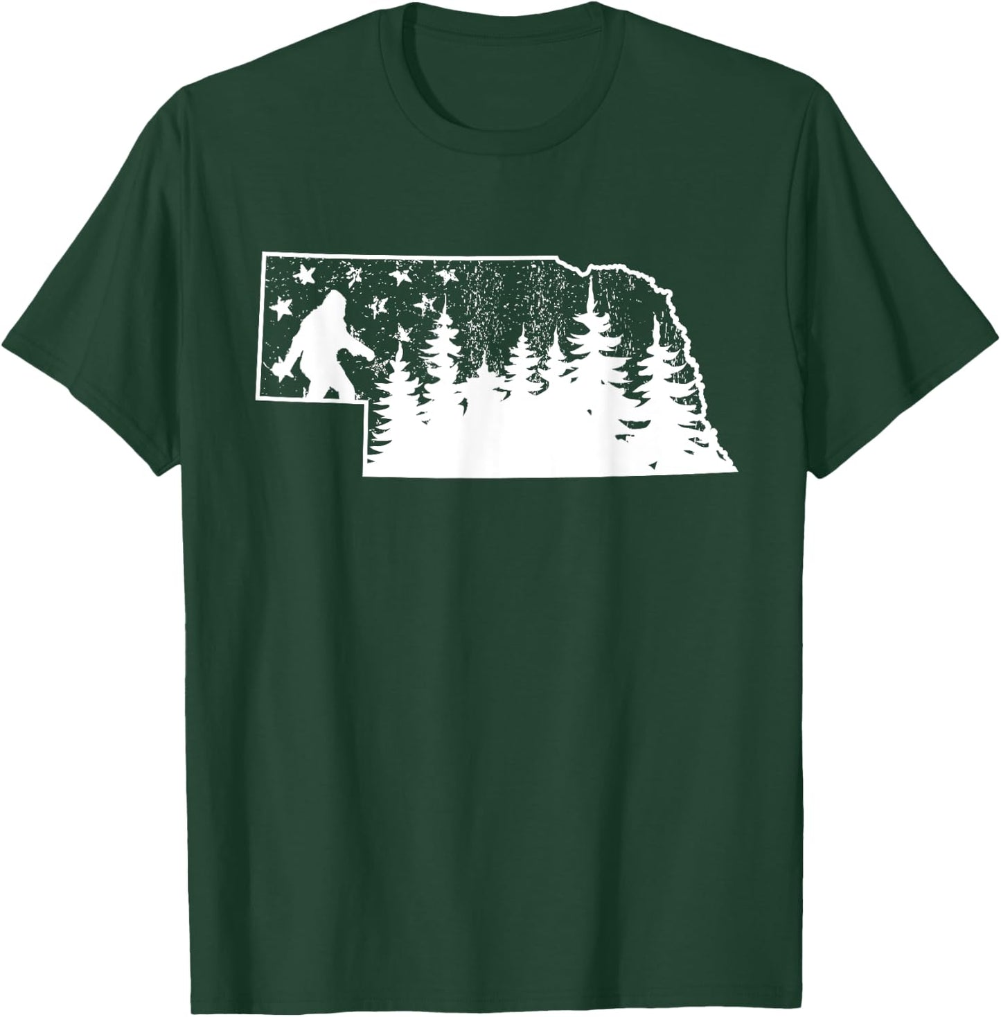 Nebraska Bigfoot American Flag Sasquatch Usa Flag Nebraska T-Shirt - T-Shirt | Forest