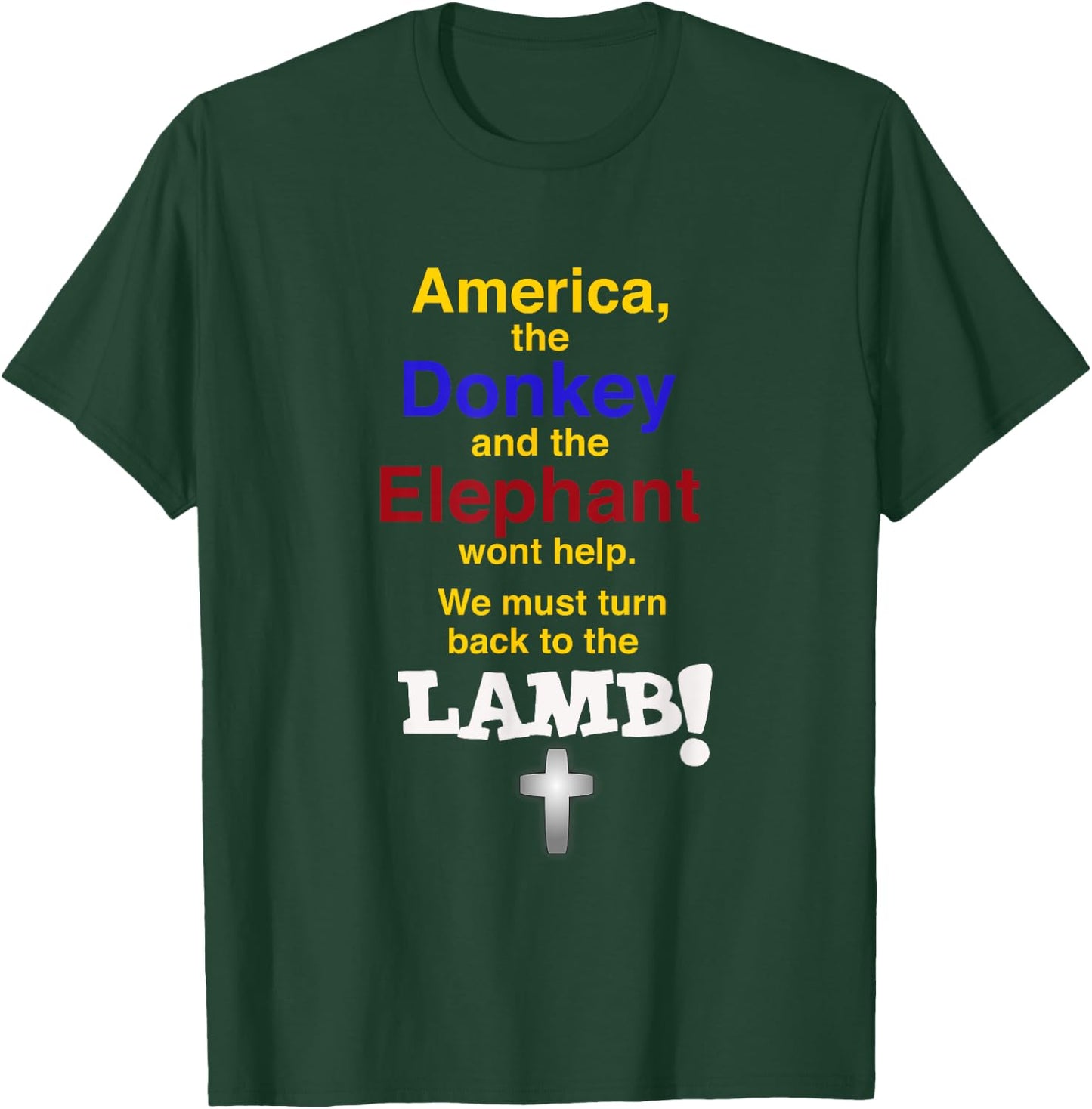 Elephant (Republican) and Donkey (Democrat) Lamb (Christian) T-Shirt - T-Shirt | Forest