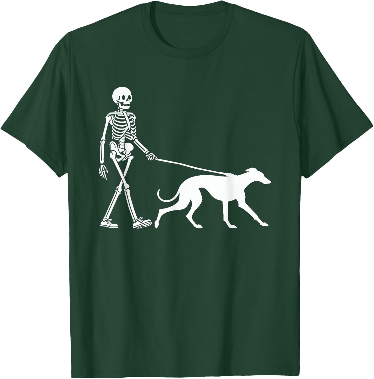 Skeleton Walking a Dog Greyhound Halloween Outfit T-Shirt - T-Shirt | Forest