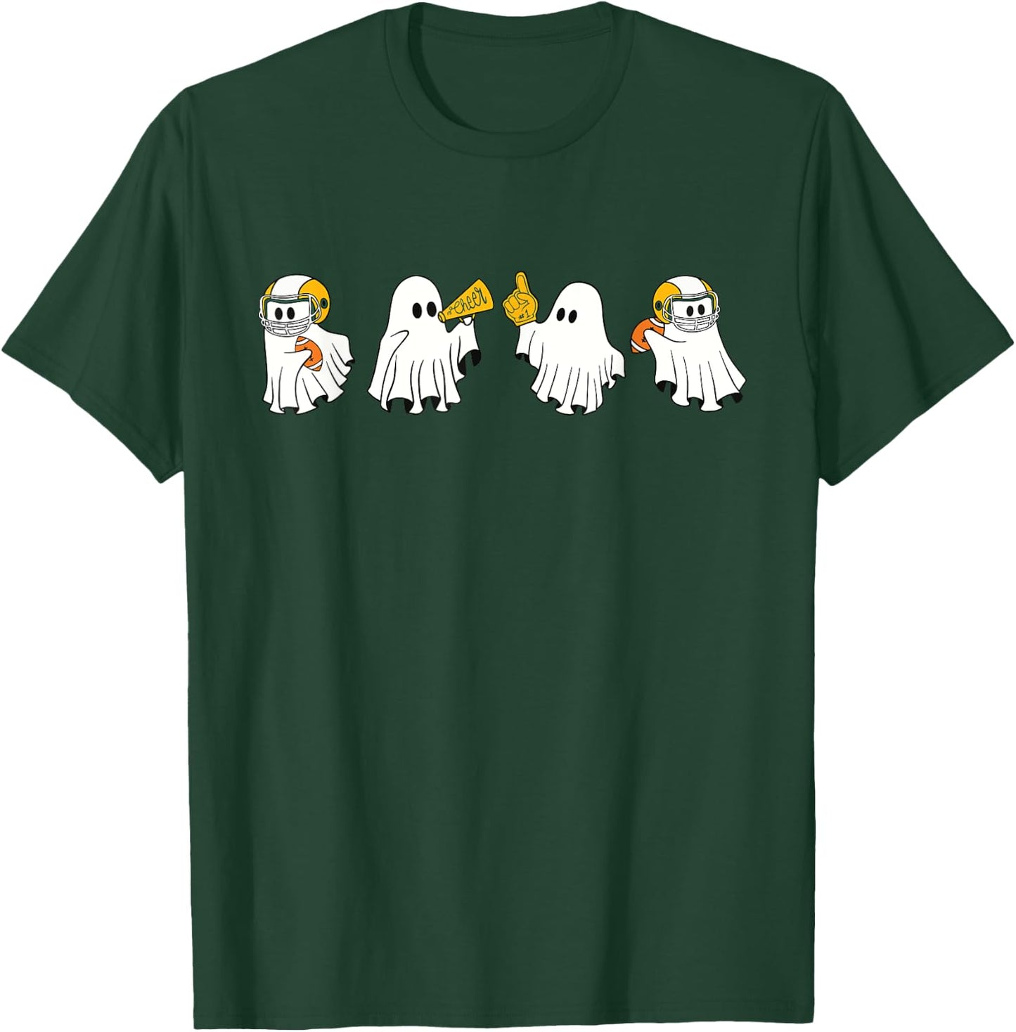 Football Ghost Sport Cheer Leader Spooky Season Halloween T-Shirt - T-Shirt | Forest