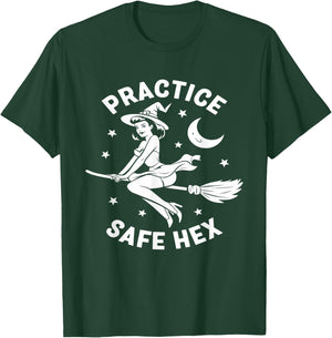 Practice Safe Hex Occult Educational Witch Parents Halloween T-Shirt - T-Shirt | Forest