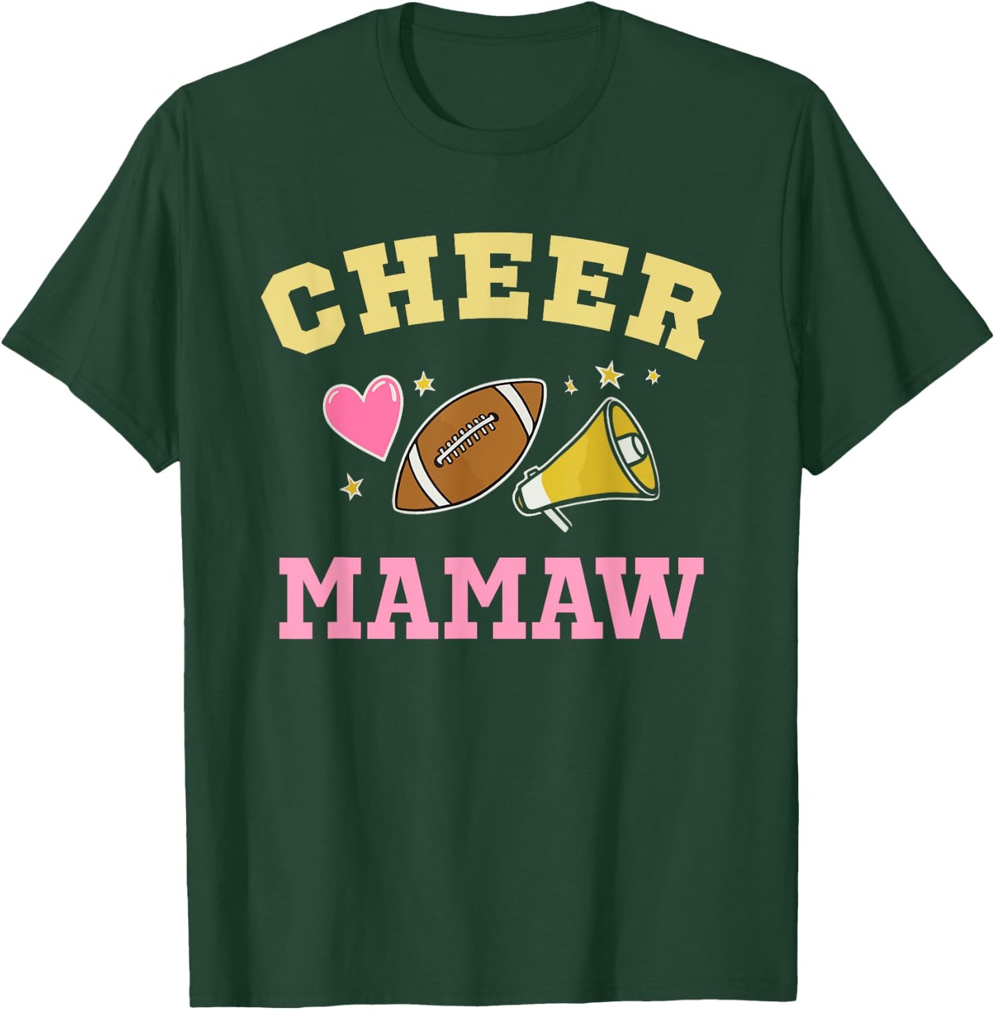 Cheer Mamaw Heart Fan Cheerleader Cheerleading Football T-Shirt - T-Shirt | Forest