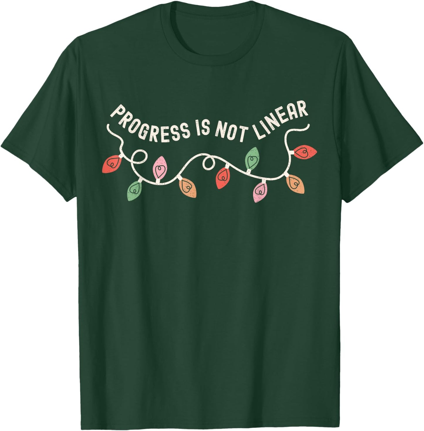 Progress Is Not Linear SPED Teacher Christmas Light Xmas T-Shirt - T-Shirt | Forest