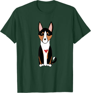 Tricolor Basenji Dog - Hound Breed - with a red heart T-Shirt - T-Shirt | Forest