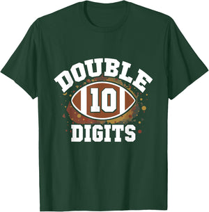 Double Digits Football Birthday Boy 10th Bday 10 Years Old T-Shirt - T-Shirt | Forest