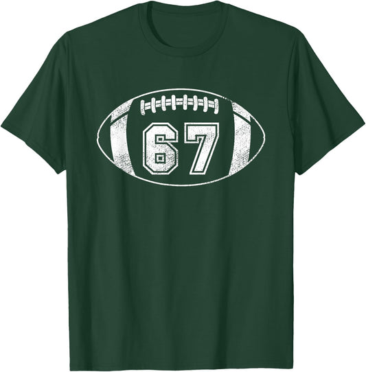 Football Player #67 Football Mom Dad Jersey 67 Varsity Team T-Shirt - T-Shirt | Forest