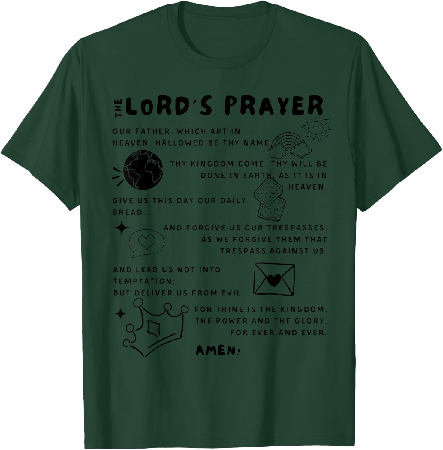 The Lord's Prayer Our Father Prayer God Bible Verse Clothing T-Shirt - T-Shirt | Forest
