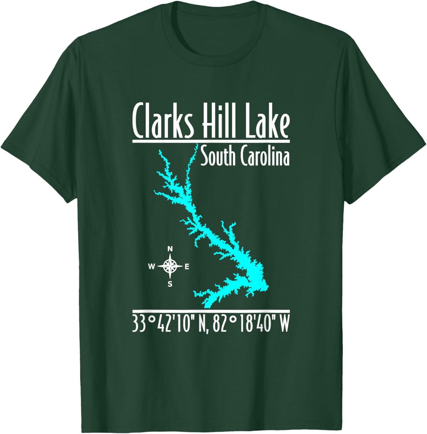 Modern Clarks Hill Lake - South Carolina T-Shirt - T-Shirt | Forest