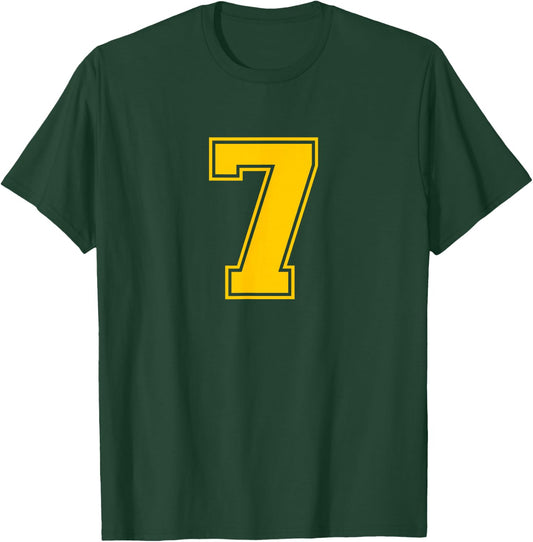 Yellow Sports Team Number #7 T-Shirt - T-Shirt | Forest