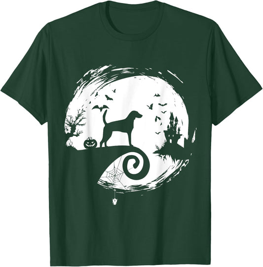 American Foxhound Halloween Costume Moon Silhouette T-Shirt - T-Shirt | Forest