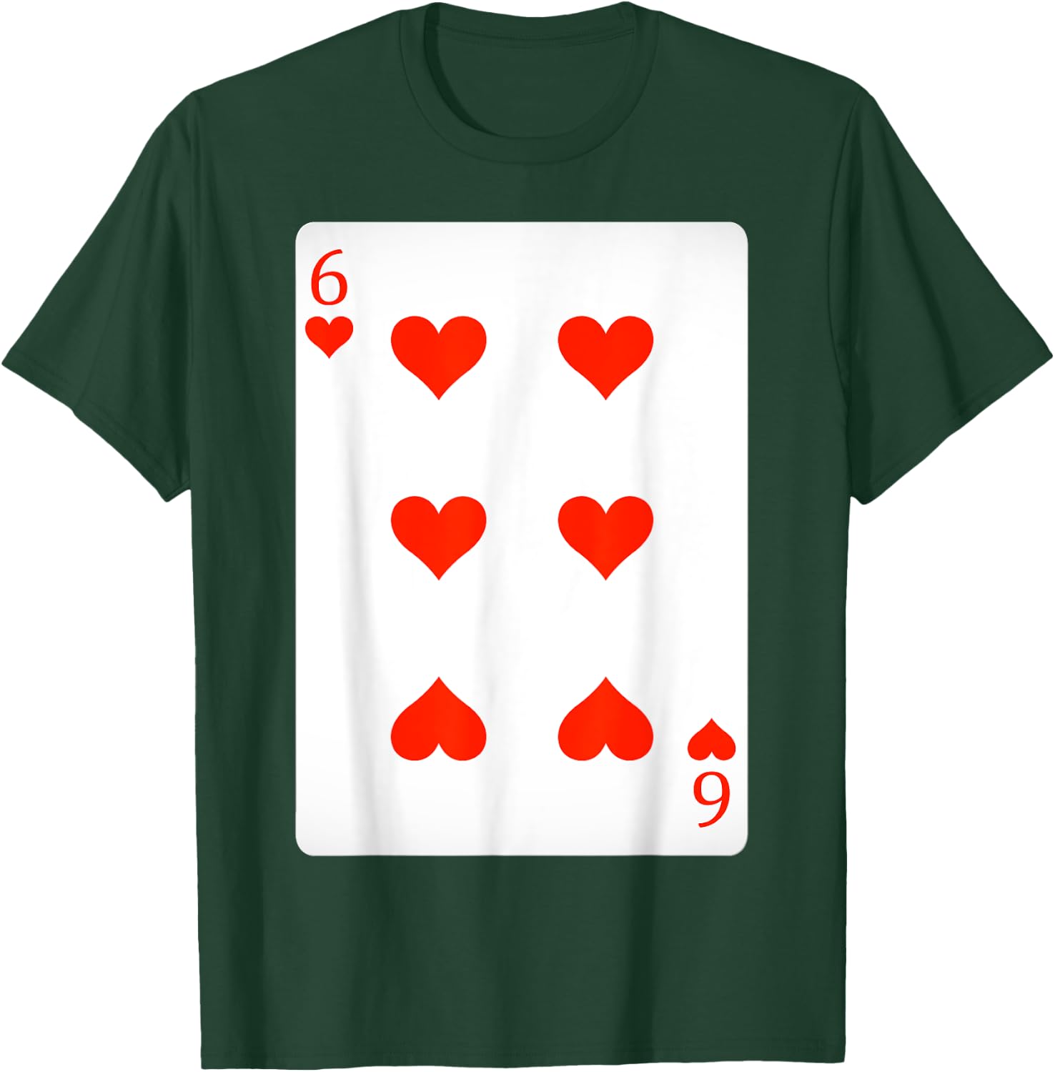6 Six Of Hearts Playing Cards Shirt Easy Halloween Costume T-Shirt - T-Shirt | Forest