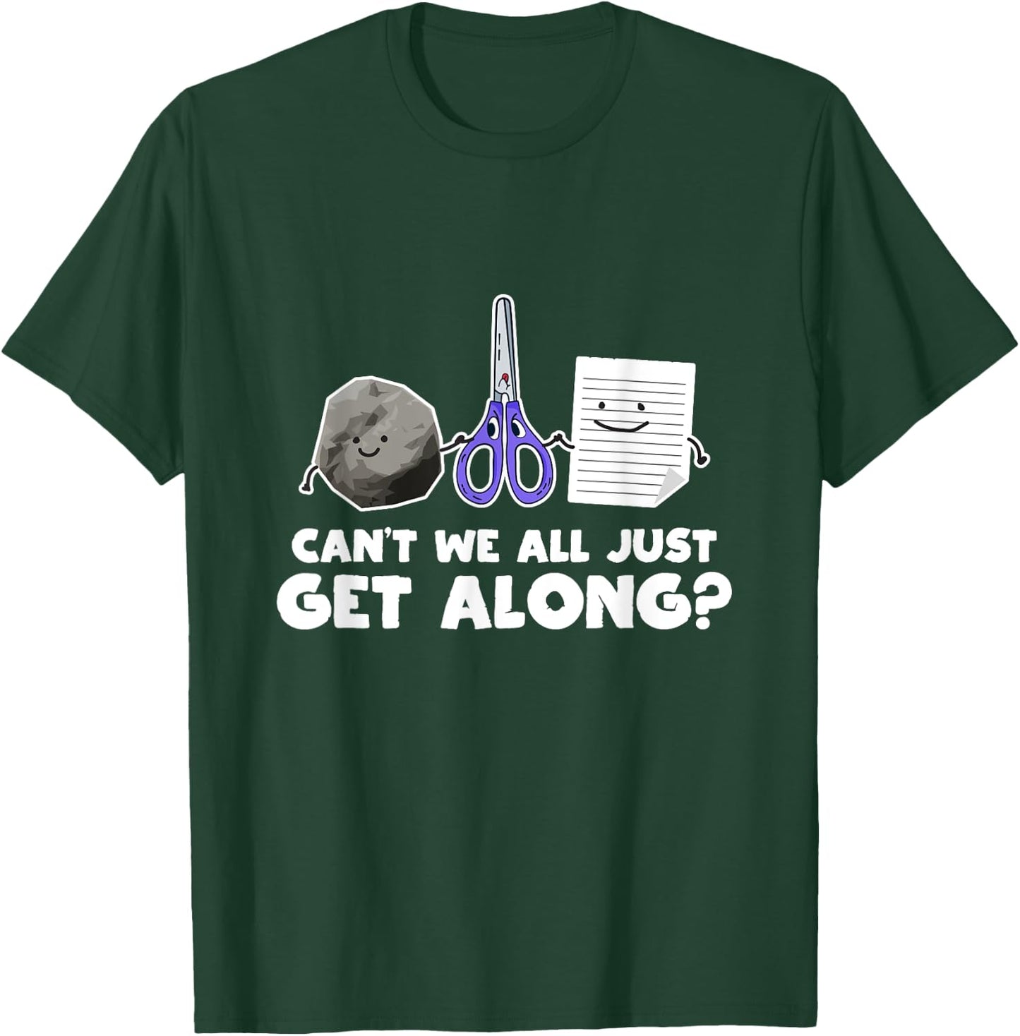 Can't We All Just Get Along Shirt Funny Rock Paper Scissors T-Shirt - T-Shirt | Forest