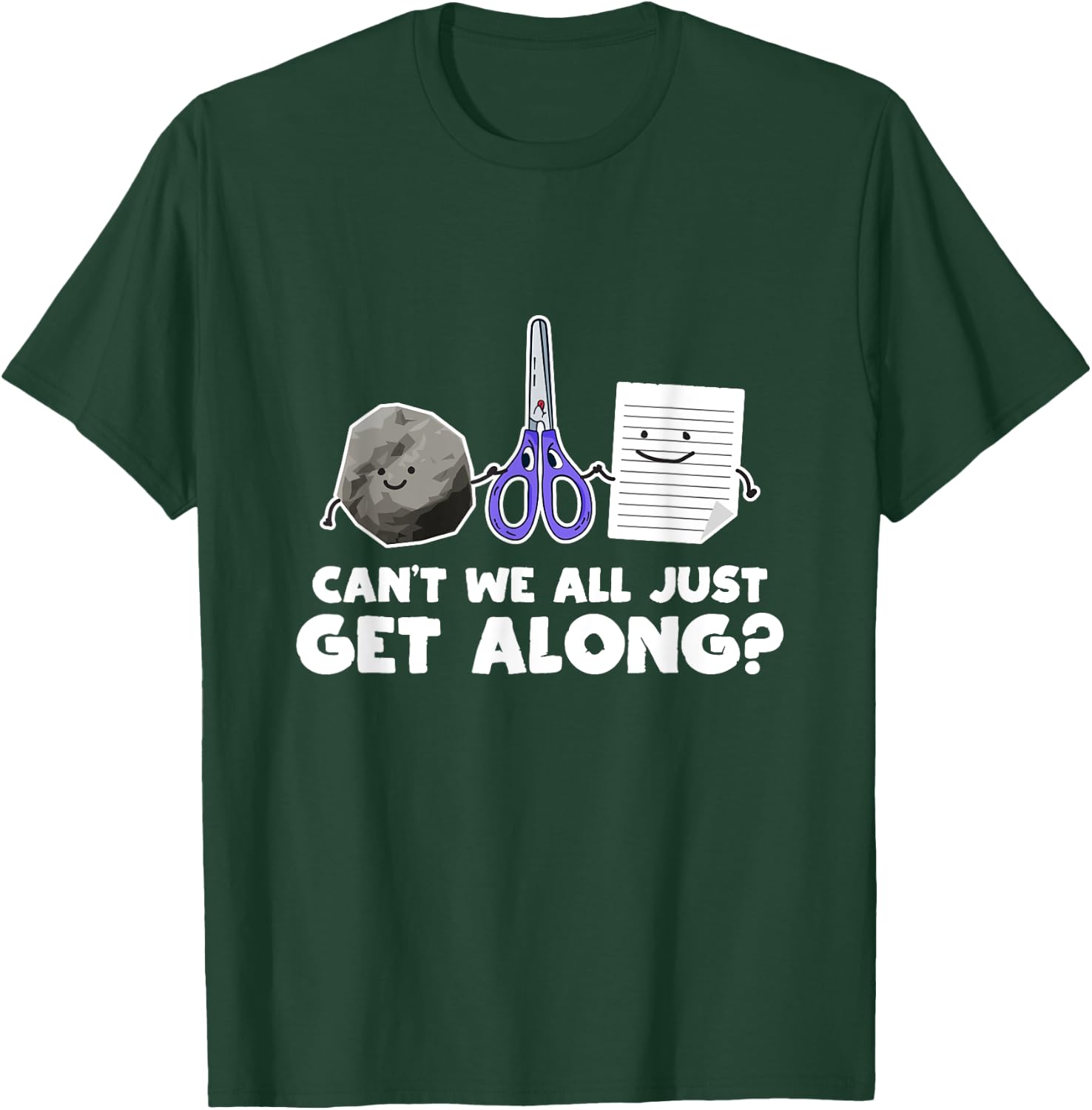 Can't We All Just Get Along Shirt Funny Rock Paper Scissors T-Shirt - T-Shirt | Forest