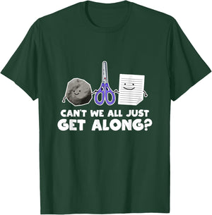 Can't We All Just Get Along Shirt Funny Rock Paper Scissors T-Shirt - T-Shirt | Forest