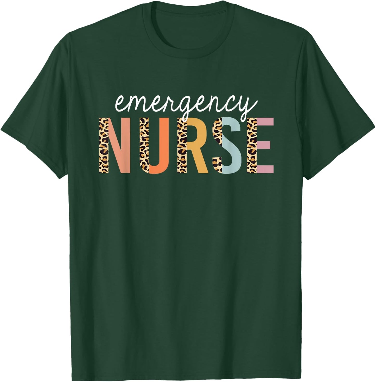 Emergency Nurse Leopard Print ER Nurse Nursing School Women T-Shirt - T-Shirt | Forest