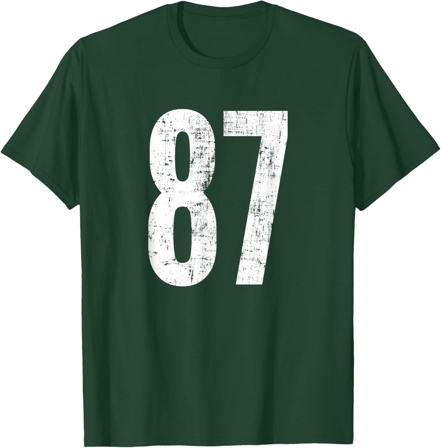 Number 87 Eighty-Seven Distressed Vintage Sport Team Players T-Shirt - T-Shirt | Forest