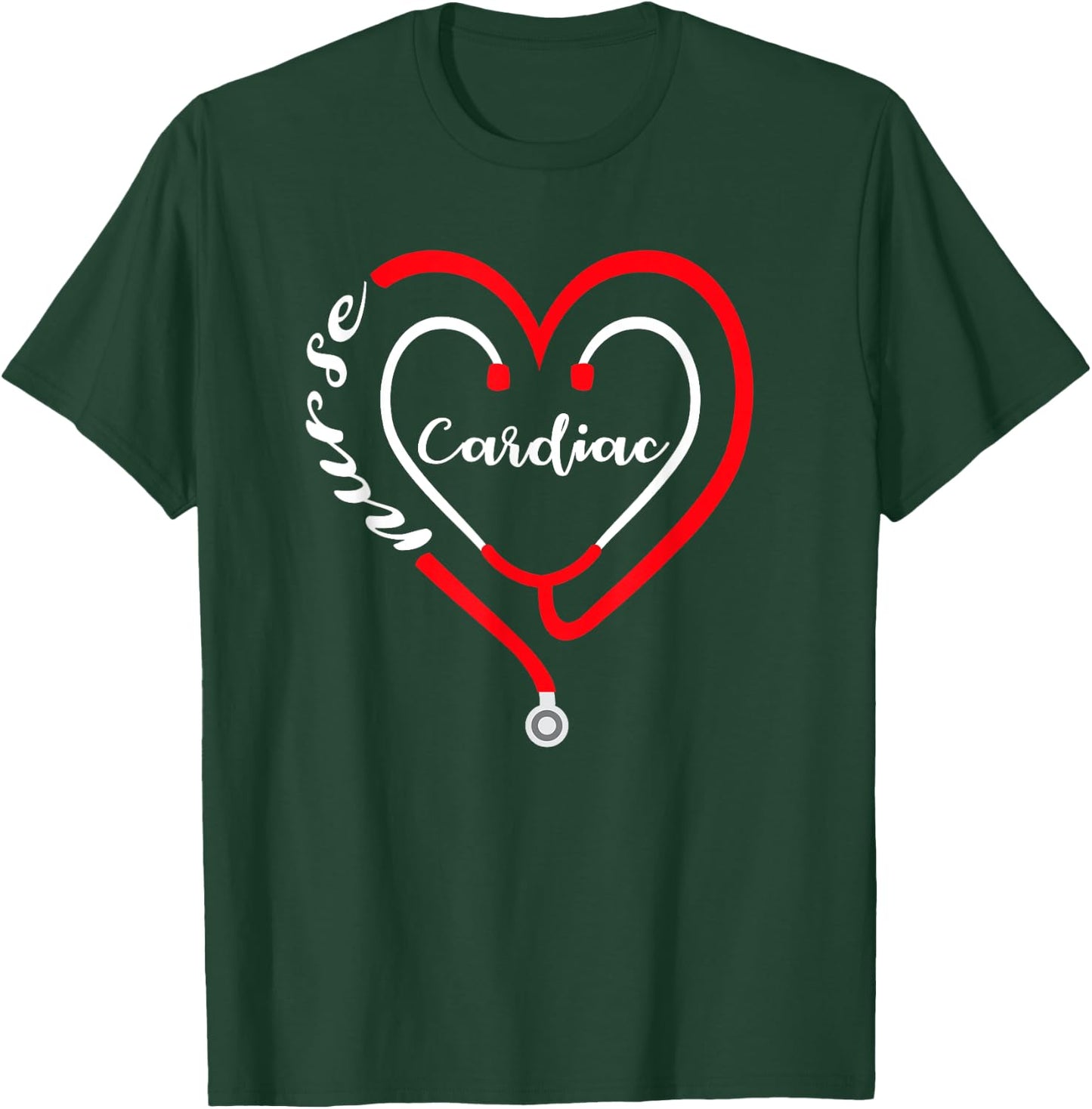 Cardiac Nurse Valentines Day Stethoscope Heart RN T-Shirt - T-Shirt | Forest