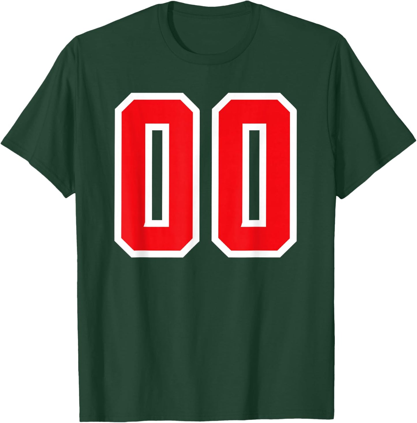 Number #00 Sport White Red Varsity Number T-Shirt - T-Shirt | Forest