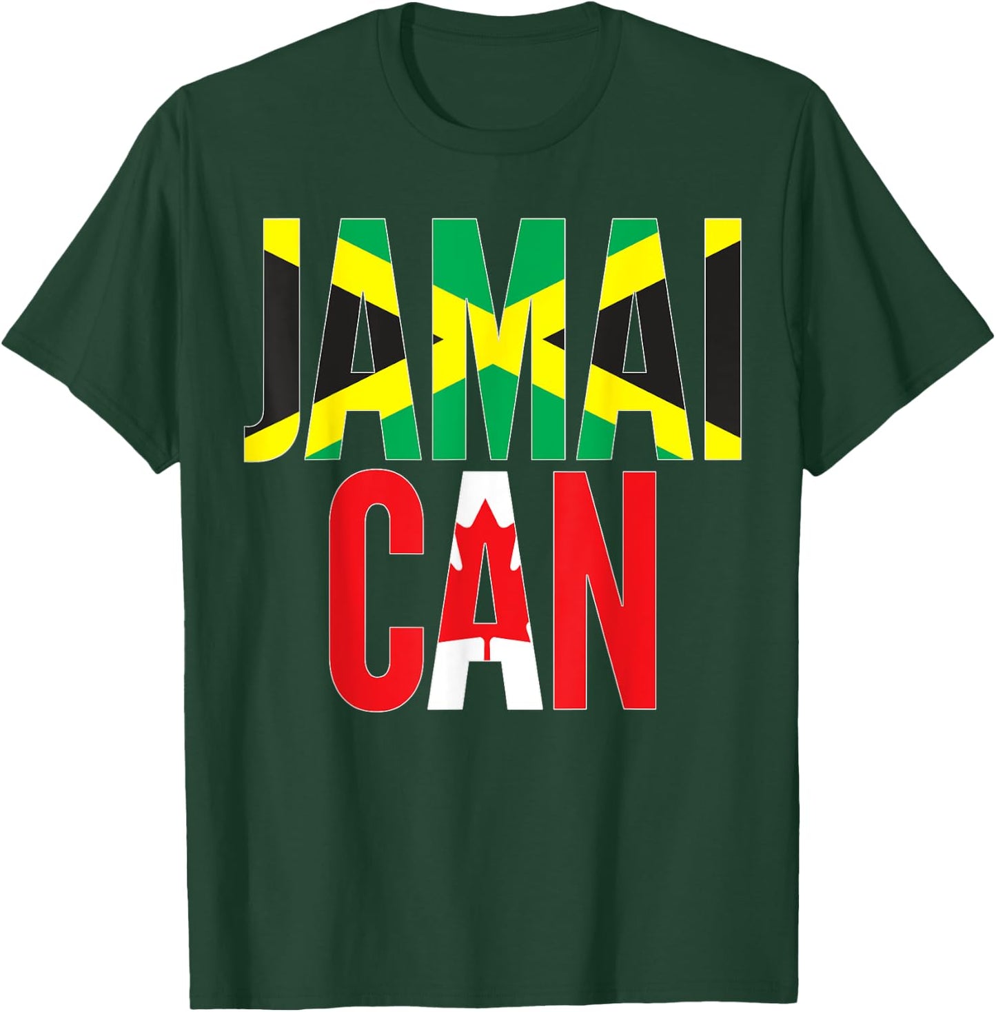 Canadian Born Jamaican Root - Jamaica Canada Flag Themed T-Shirt - T-Shirt | Forest