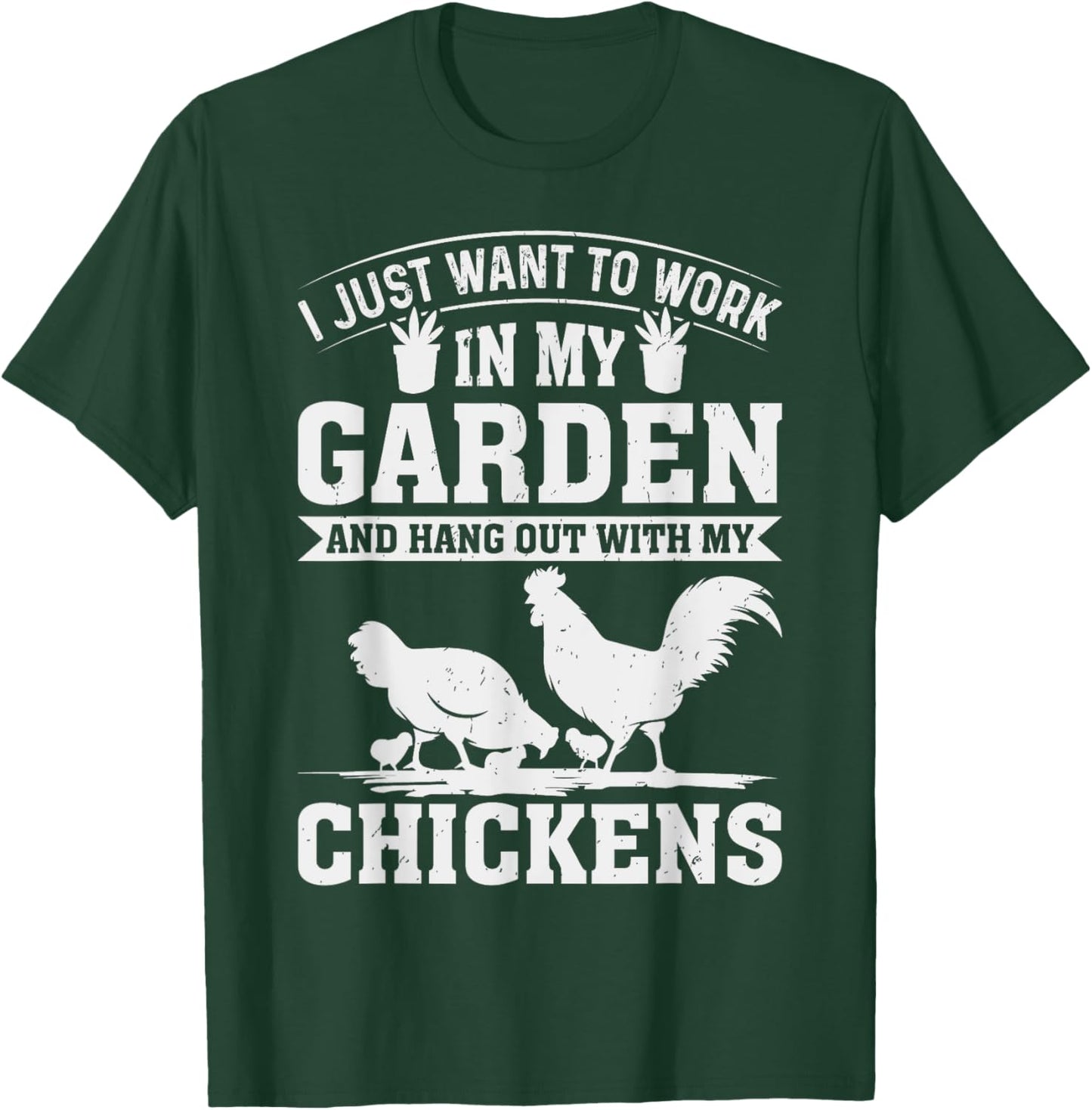Garden and Chicken Hangout Funny Chicken Gifts T-Shirt - T-Shirt | Forest