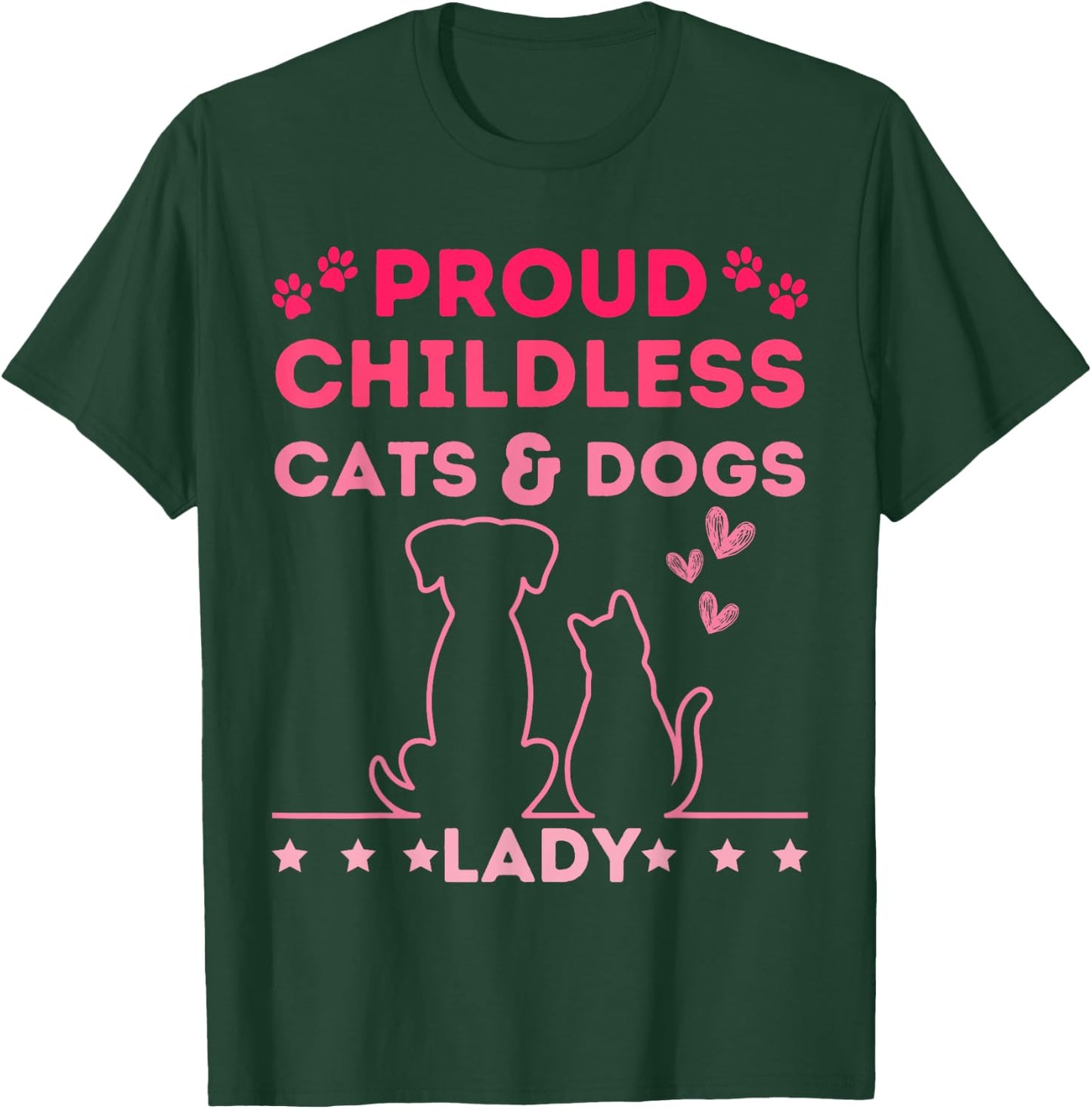 Proud Childless Cats & Dogs Lady Vintage Women T-Shirt - T-Shirt | Forest