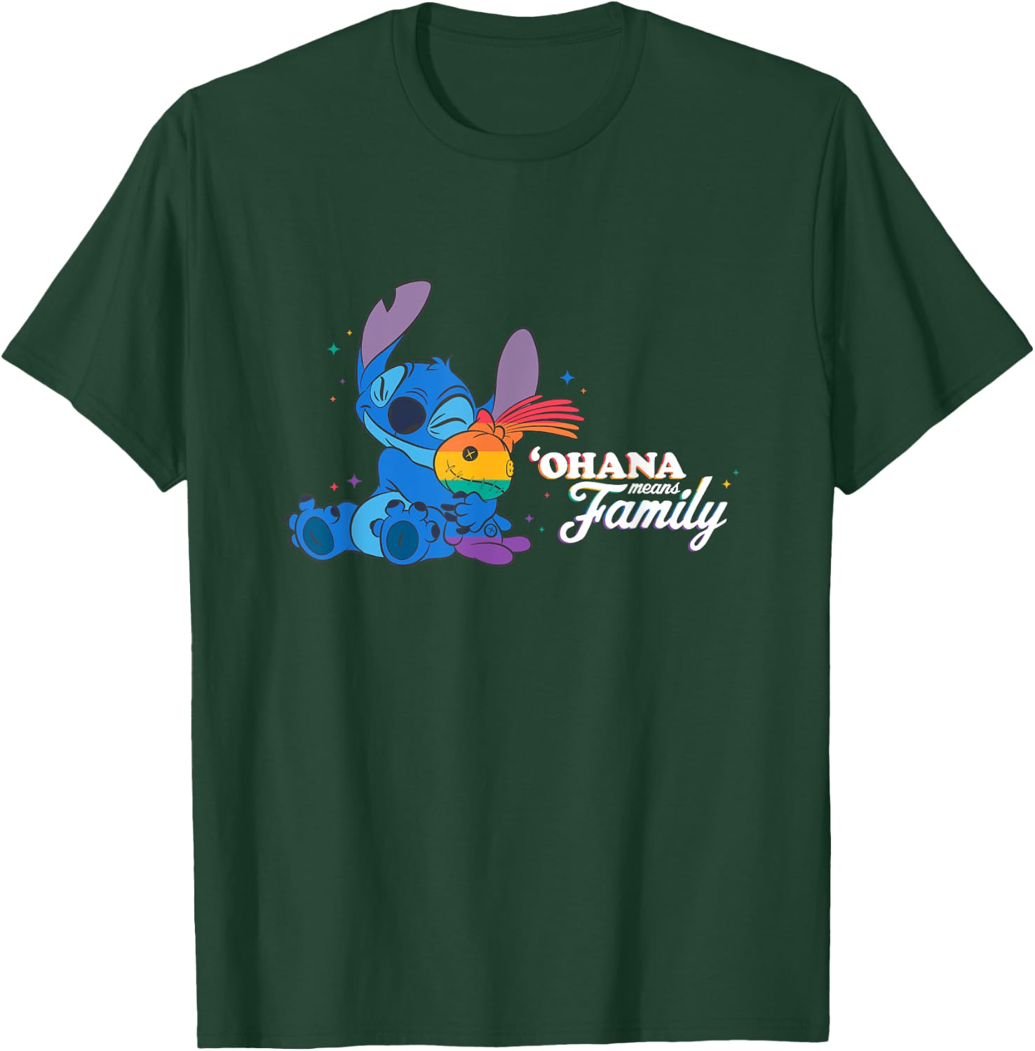 Disney Lilo & Stitch Ohana Means Family Rainbow Scrump T-Shirt - T-Shirt | Forest
