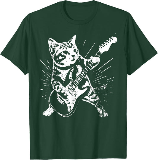 Vintage Cute Cat Playing A Guitar Women T-Shirt - T-Shirt | Forest