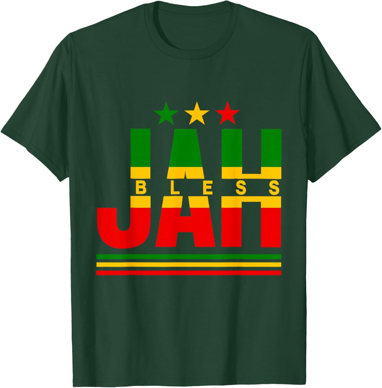 Jah Bless Rasta Reggae Music Rastafari Roots Jamaican T-Shirt - T-Shirt | Forest