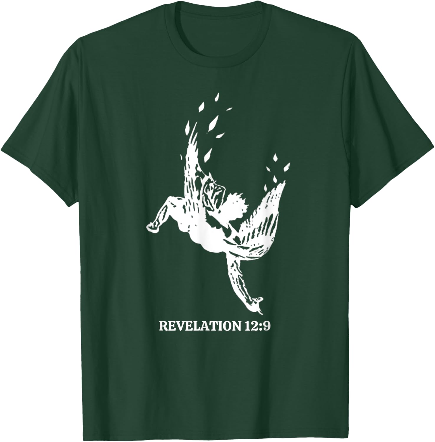 Revelations 12:9 - Fallen Angel Satan Biblical Scripture Art T-Shirt - T-Shirt | Forest