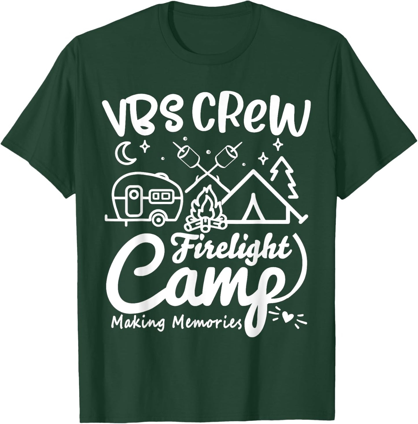 VBS Crew Camp Firelight Vacation Bible School Camping Camper T-Shirt - T-Shirt | Forest