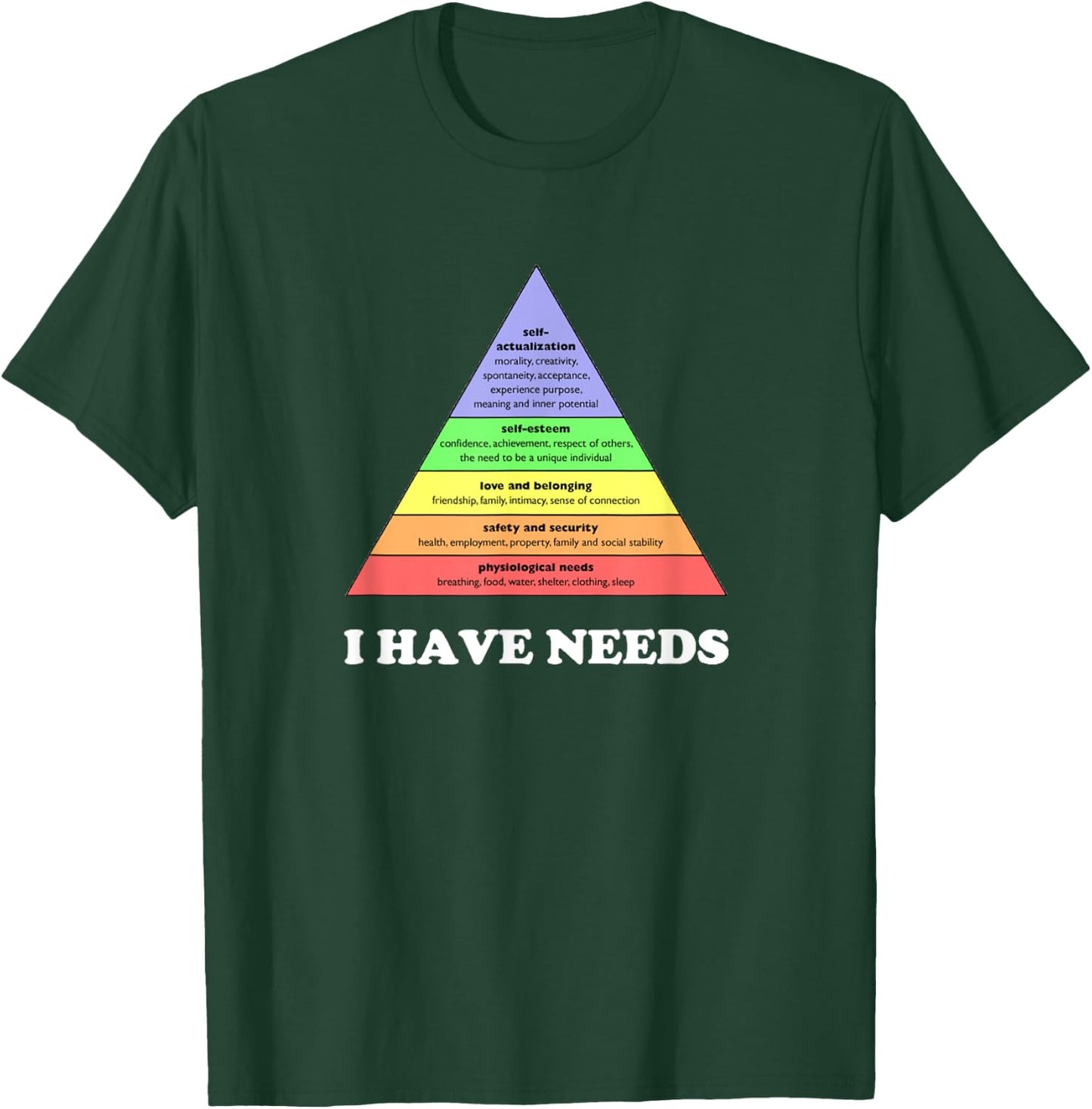I have needs - Funny Maslow's hierarchy of needs Psychology T-Shirt - T-Shirt | Forest
