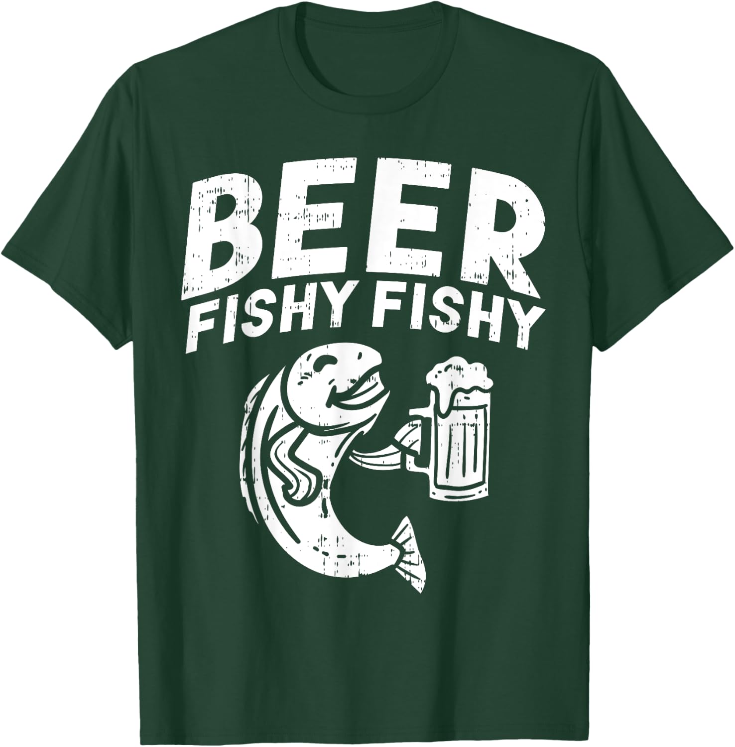 Beer Fishy Funny Fish Fisherman Angler Fathers Day Dad Gift T-Shirt - T-Shirt | Forest