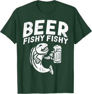 Beer Fishy Funny Fish Fisherman Angler Fathers Day Dad Gift T-Shirt - T-Shirt | Forest